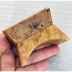 Hand Carved Burl Wood Trinket Box w/ Lid Lined Rustic Artisan Jewelry Holder